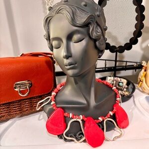 Vintage Elegant Red Statement Necklace